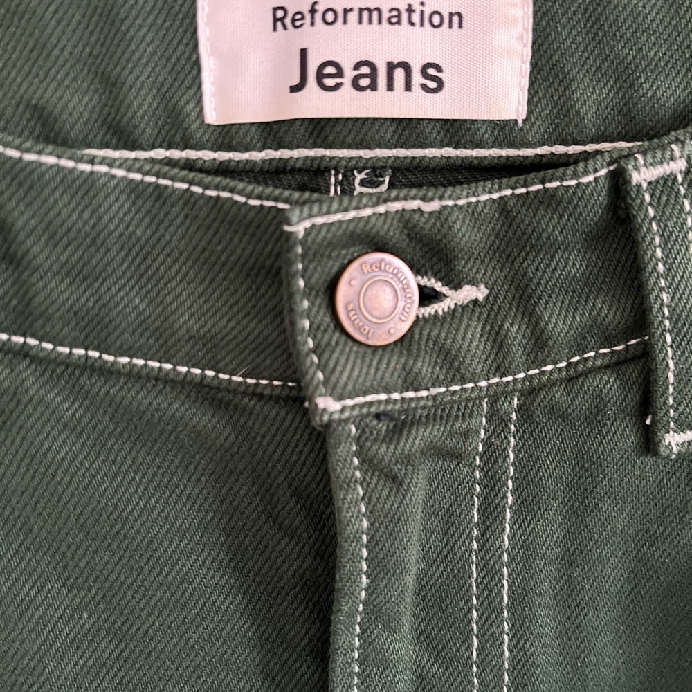 Reformation Straight-Leg Jeans in Forest Green - Picture 8 of 10